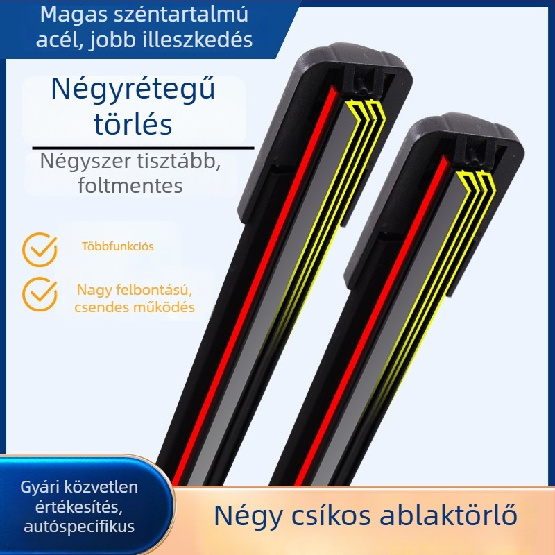 Keret nélküli négyrétegű ablaktörlő penge, 18 adapterrel