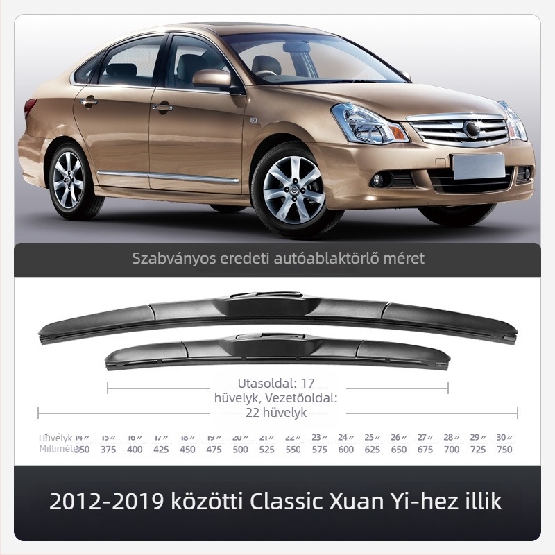 Nissan Sylphy keret nélküli ablaktörlőlap, csendes működés, 12 hüvelykes, 2012-es modellhez vagy korábbiakhoz