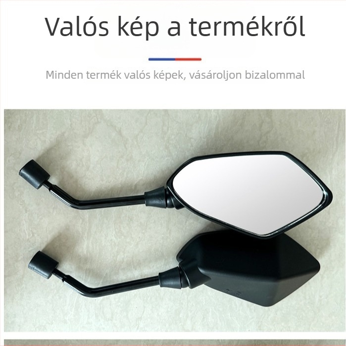 Motorkerékpár visszapillantó tükre – kerek, elő- és hátrafogakkal szerelve, anyag PP+ABS+acél, Golden Eagle modell