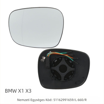 BMW X1 X3 hátsó visszapillantó tükre (2009-2012) – kettős görbületű tükör, 12V, modell 51162991659 L