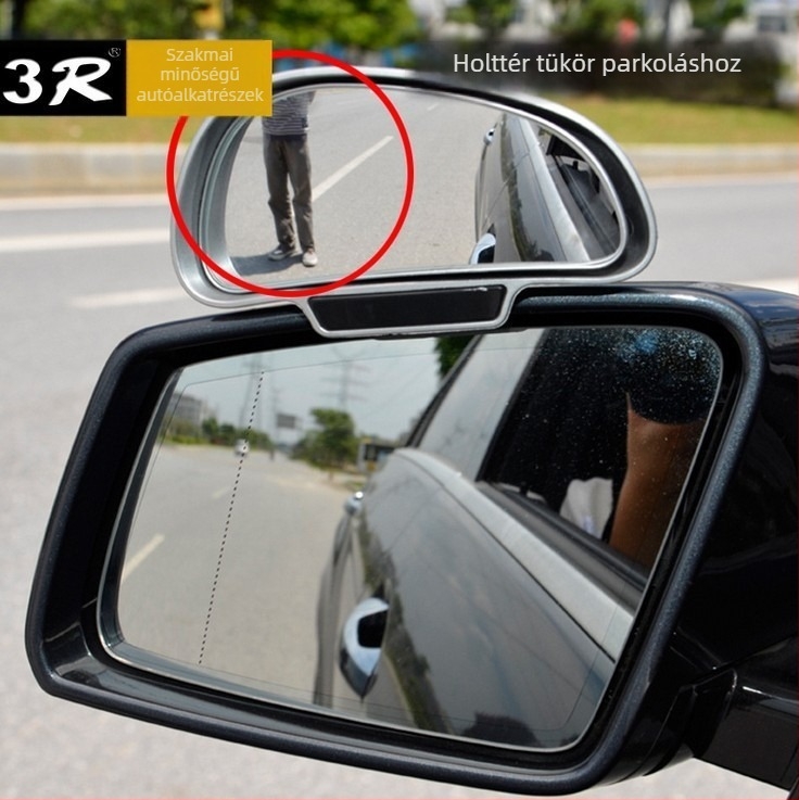 Autó hátsó nézet tükör, széles látómező kiegészítő tükör, gömb alakú tükör, Modell 3R-091/3R-092, ABS burkolat, üvegtükör