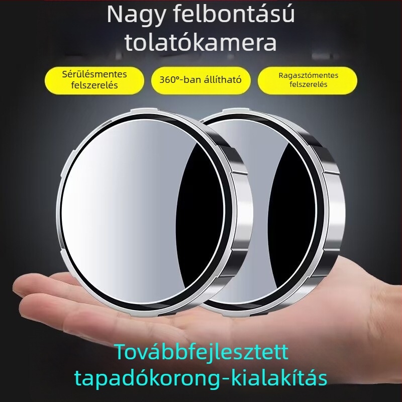 Autó hátsó nézet tükre szívócsészével, kis kerek tükör, állítható széles látómező, tolató tükör
