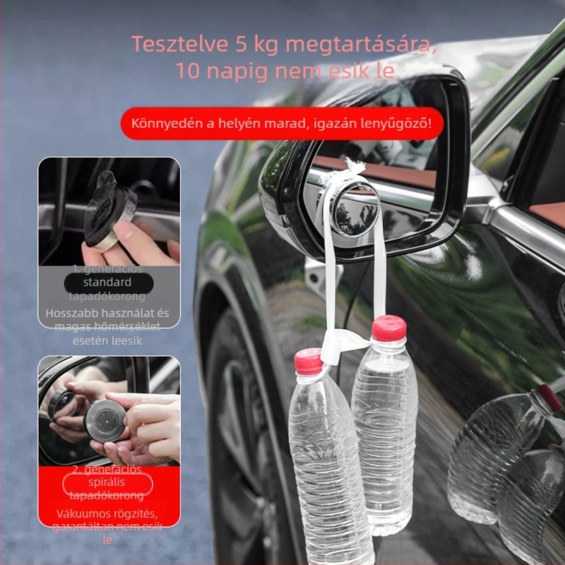 Autó hátsó nézet tükre szívócsészével, kis kerek tükör, állítható széles látómező, tolató tükör