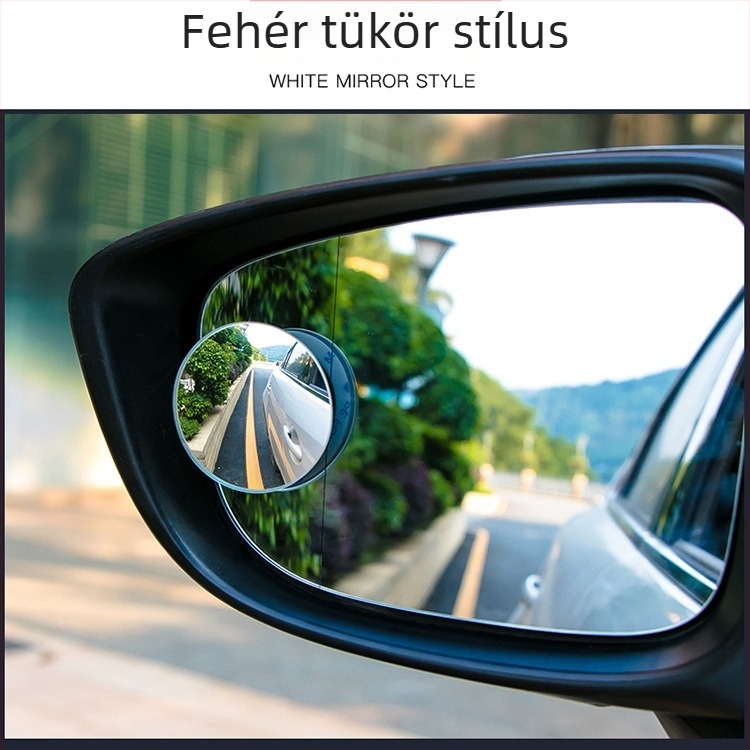 Autó hátsó nézet tükre keret nélküli, kis kör alakú tükörrel, állítható HD üveg, segéd visszafelé néző tükör