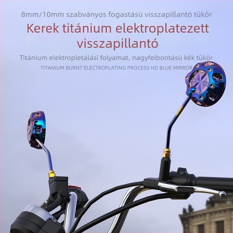 Hátsó visszapillantó tükör, kör alakú – Modell YXHSJ, sík tükör, 12V, motorkerékpárhoz