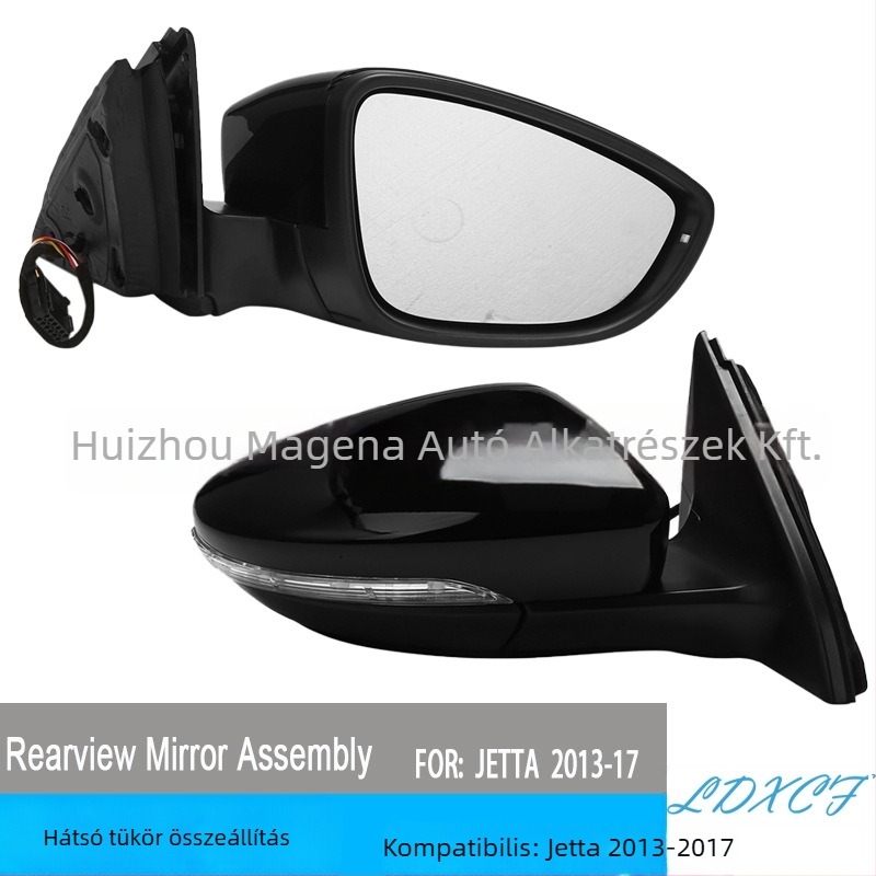 Jetta 2013-2017 hátsó tükrének reflektor-összeszerelése – fűtött, összecsukható tükör lámpával, 6 vezeték, jobb 5C7857508 / bal 5C7857507