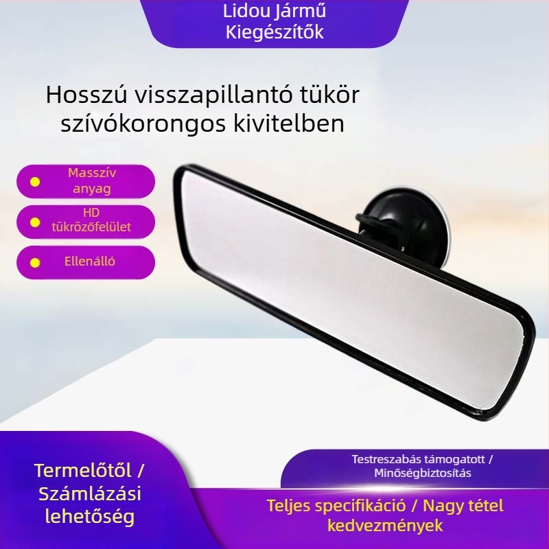 Belső visszapillantó tükör szívófejes rögzítéssel, 360°-ban forgatható, síktükör, nagy felbontású