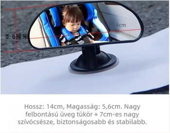 Autóhátsó tükör szívófejjel, modell 3452, gömb alakú tükör, ABS ház, üvegtükör, kompatibilis minden modellhez