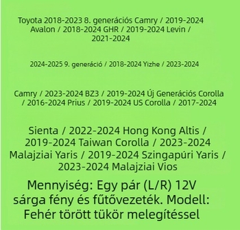 JP005 hátsó visszapillantó tükör, görbült üveg, Toyota-kompatibilis.