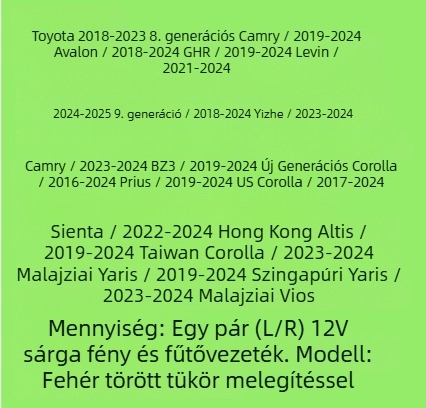 JP005 hátsó visszapillantó tükör, görbült üveg, Toyota-kompatibilis.