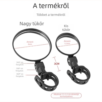 Hátsó visszapillantó tükör elektromos kerékpárhoz, állítható, gömb alakú tükör, műanyag ház, üvegtükör, kompatibilis univerzális elektromos kerékpárokkal