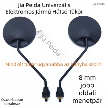 Elektromos robogó visszapillantó tükre, kettős görbületű, alumínium tükör, 8 mm-es menet előre-hátra, könnyű felszerelés
