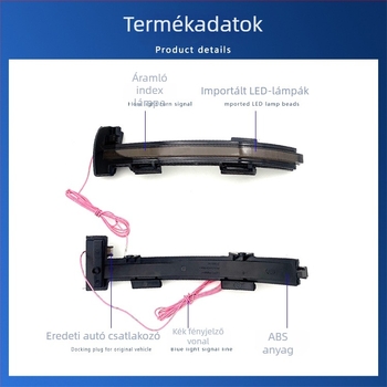 Volkswagen sorozathoz illő visszapillantó tükör folyó LED indexével, ABS+LED ház, 12V, 5W