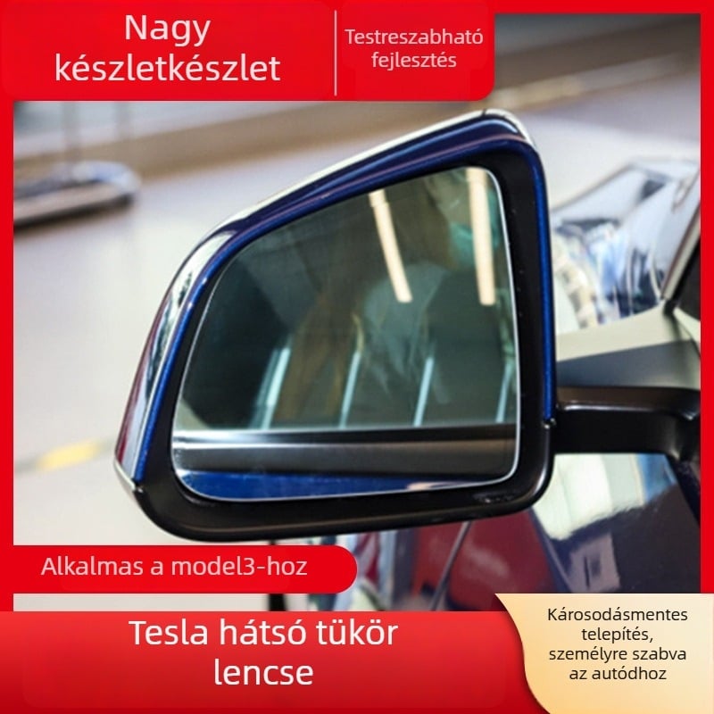 Tesla Model 3 visszapillantó tükör lencse – antireflexiós, fűthető, széles látószög, 12V, ABS