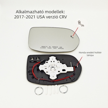 Fűtött hátsó visszapillantó tükör holttér világítással, US-spec Honda CR-V 2017–2022-hez; modell JZM0891; gömb alakú tükör; 12V; ABS burkolat; krómozott tükör