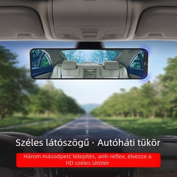 Autóba való hátsó visszapillantó tükör széles látószögű lencsével, antireflexiós, két görbületű tükör, 12V, ABS ház, univerzális kompatibilitás