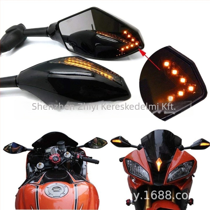 Hátsó nézet tükör zy1004 motorkerékpárokhoz - ABS burkolat, üveg tükör, kompatibilis Honda és Kawasaki modellekkel