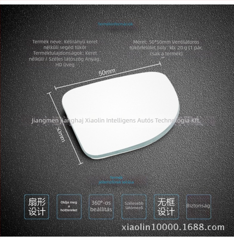 Szektorális hátsó kilátó tükör gömb alakú üveggel; Modell XL-1009; Tükör anyaga: Üveg; Kellék száma: XL-1009; Kompatibilis modell: Általános