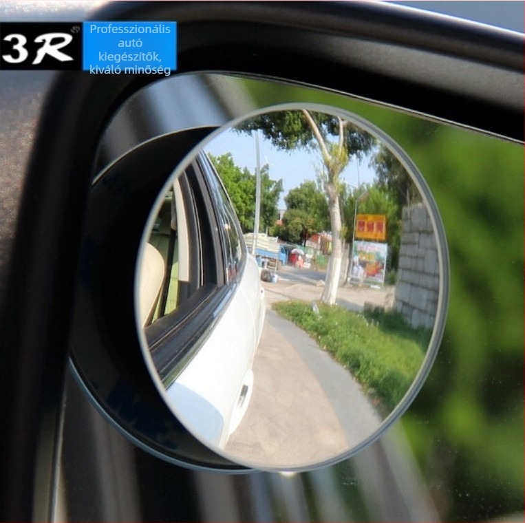 3R keret nélküli autóhátsó tükr, kisméretű kör alakú, HD konvex üveg, széles látómezőjű holttér-tükör, modell 3R-057