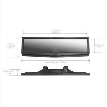 Autóhátsó visszapillantó tükör krom lencsével - Modell HJX-015, sík tükör, üvegszerű felület, univerzális kompatibilitás