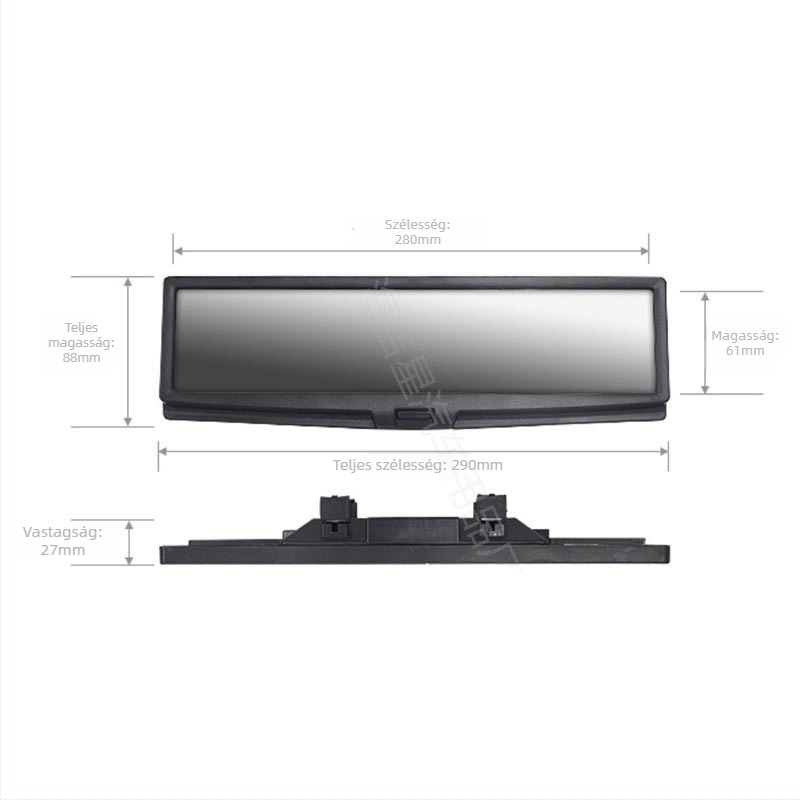 Autóhátsó visszapillantó tükör krom lencsével - Modell HJX-015, sík tükör, üvegszerű felület, univerzális kompatibilitás