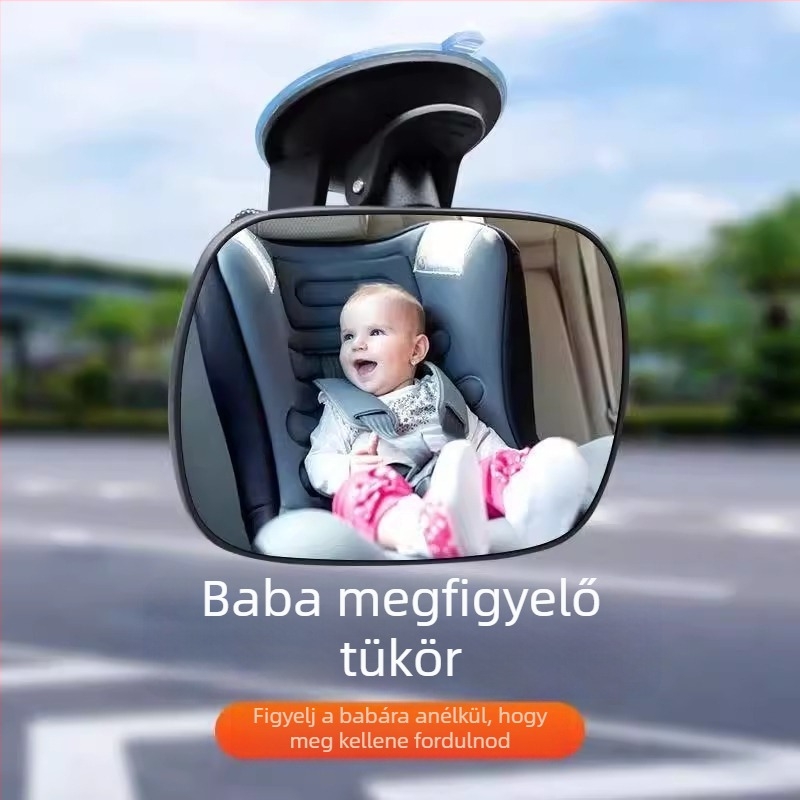 Gyermekek autó belső tolató tükre, modell Lsj-001, gömb alakú tükör, ABS keret + akril tükör, kompatibilis a leválasztható hátsó fejtámlával rendelkező modellekkel