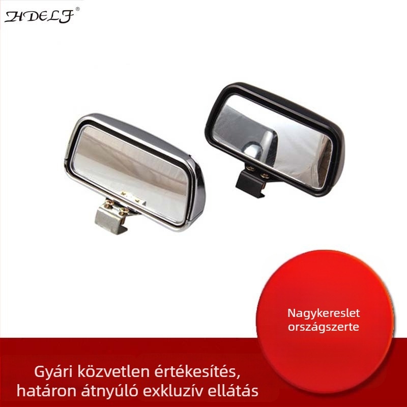 Hátrafelé néző autó tükör, négyzet alakú – Modell HD-0079, sík tükör, ABS ház, üveg tükör