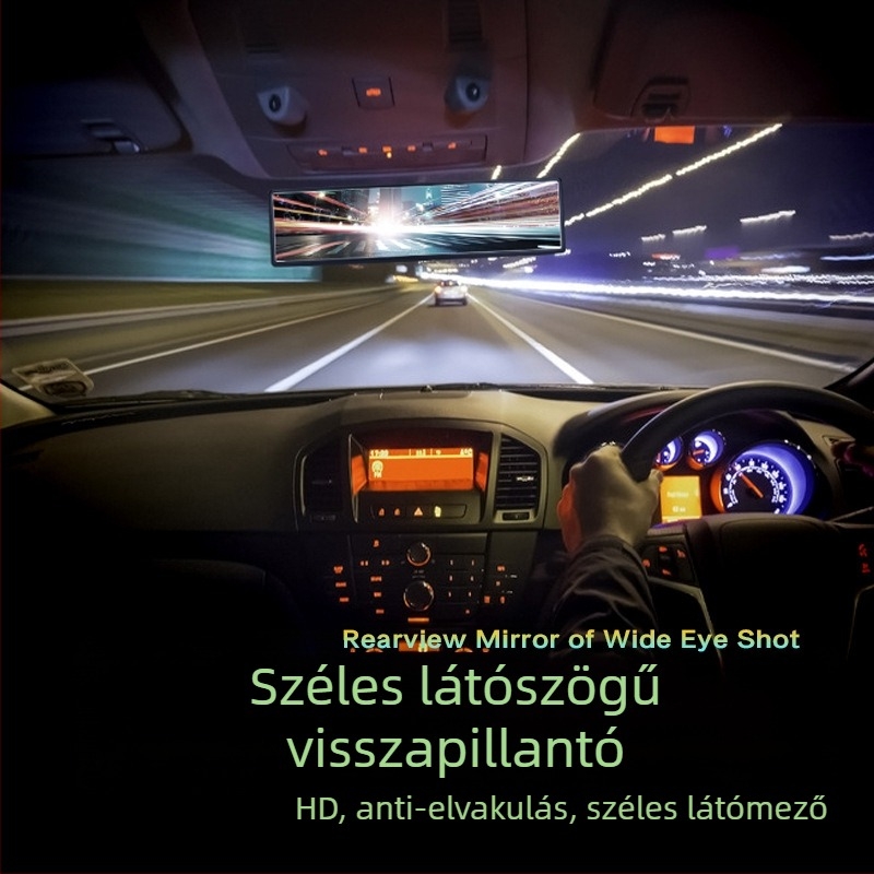Autó belső visszapillantó tükör széles látómezővel, gömb alakú tükör, antireflexiós lencse, 12V tápegység
