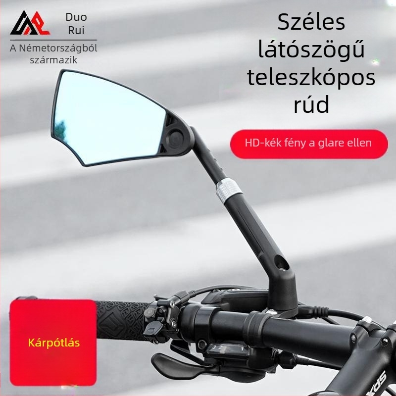 Kerékpár hátsó tükröző tükör útreflektorral, anyag PA/PP/alumíniumötvözet, tömeg 210 g, illik 2,1–2,3 cm-es csőhöz