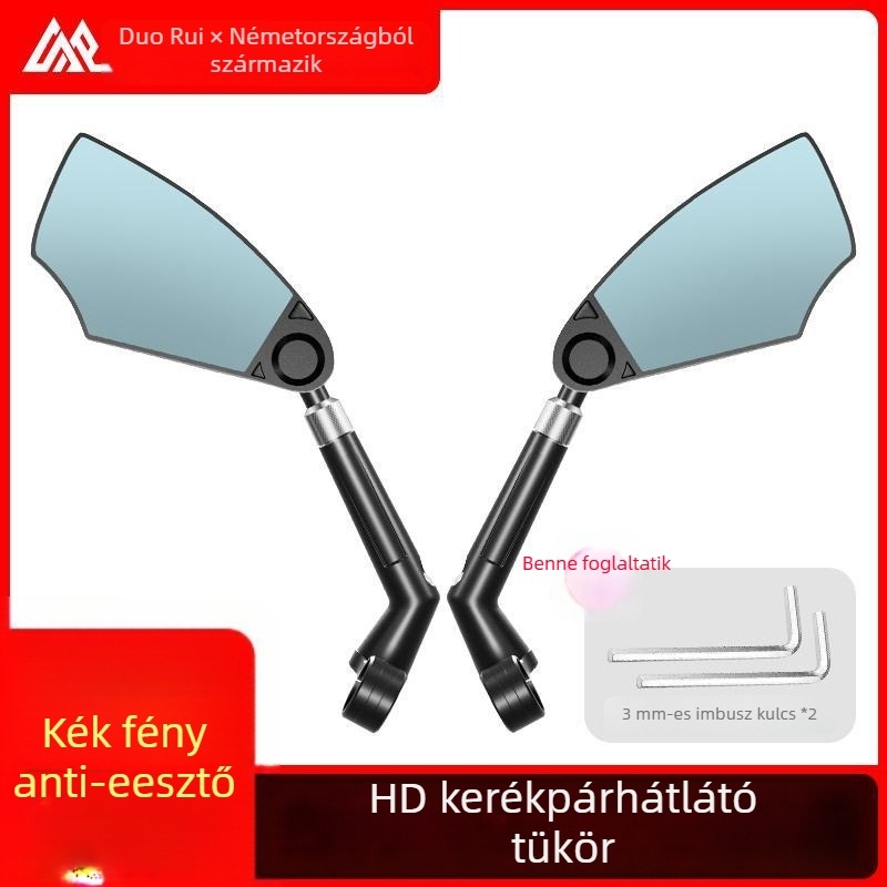 Kerékpár hátsó tükröző tükör útreflektorral, anyag PA/PP/alumíniumötvözet, tömeg 210 g, illik 2,1–2,3 cm-es csőhöz