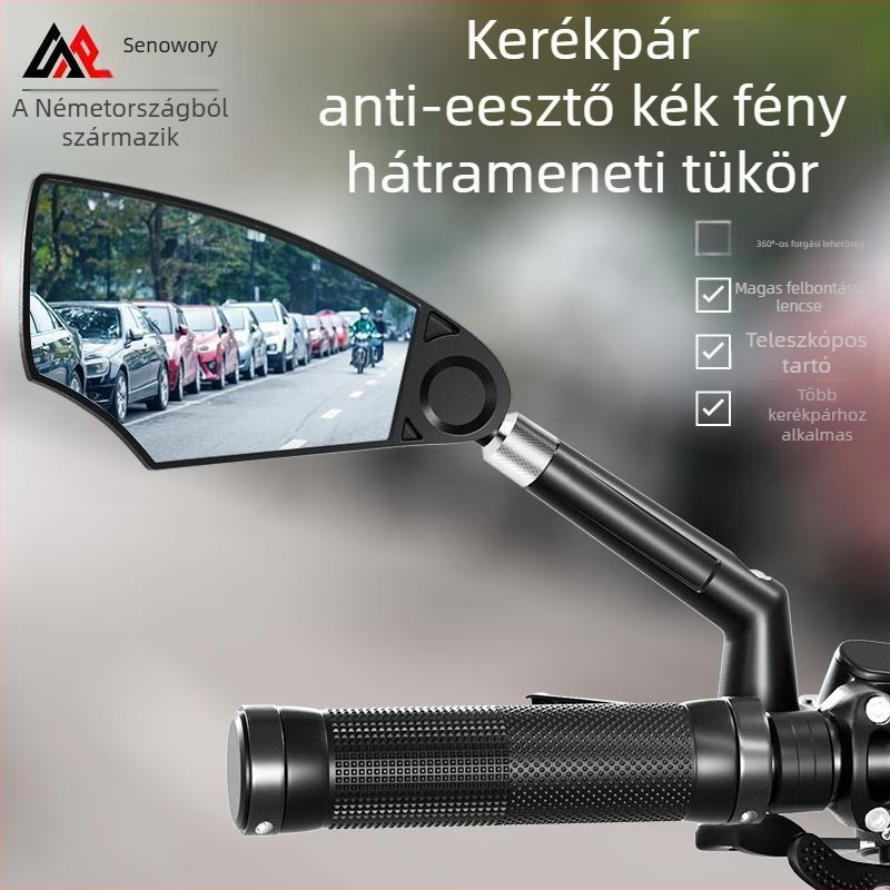 Kerékpár hátsó tükröző tükör útreflektorral, anyag PA/PP/alumíniumötvözet, tömeg 210 g, illik 2,1–2,3 cm-es csőhöz