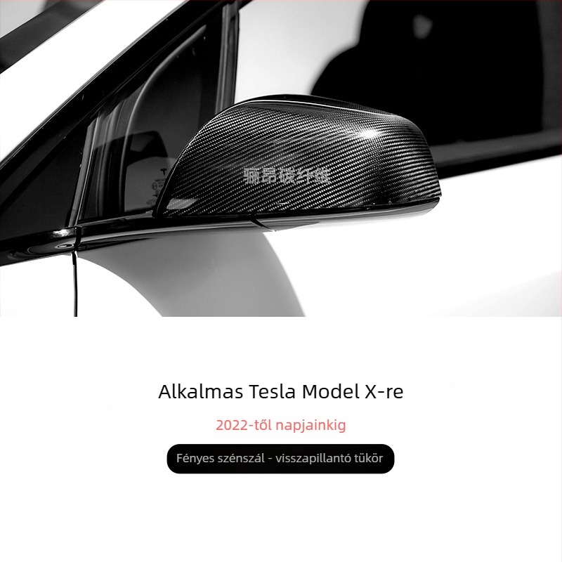 Tesla Model X (2021–2024) Visszapillantó tükörfedél – Valódi szénszálas anyag, vákuum autoklávos gyártás, egy darabból álló száraz szén külső rész – LEEIION