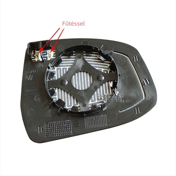 Fűthető csere hátsó tükröző üveg Ford Focus MK2/MK3 és Mondeo MK4-höz — gömb alakú tükör, 12V, ABS alap