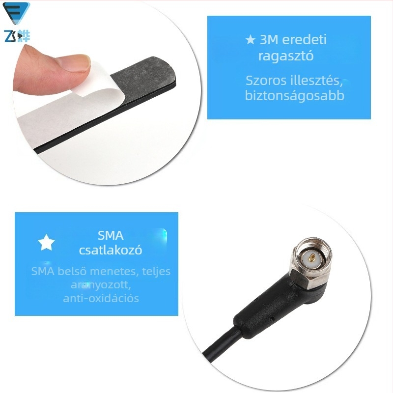 Autóantenna, univerzális kompatibilitás, ragasztásos telepítés, működési feszültség 1500, élettartam 8760 óra, Feiye