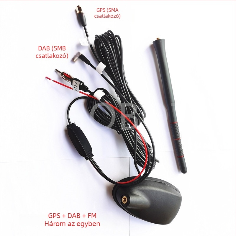 Autóantenna GPS/DAB/FM, 3 az 1-ben – aktív antenna erősítéssel; csavaros szerelés; 12V működés