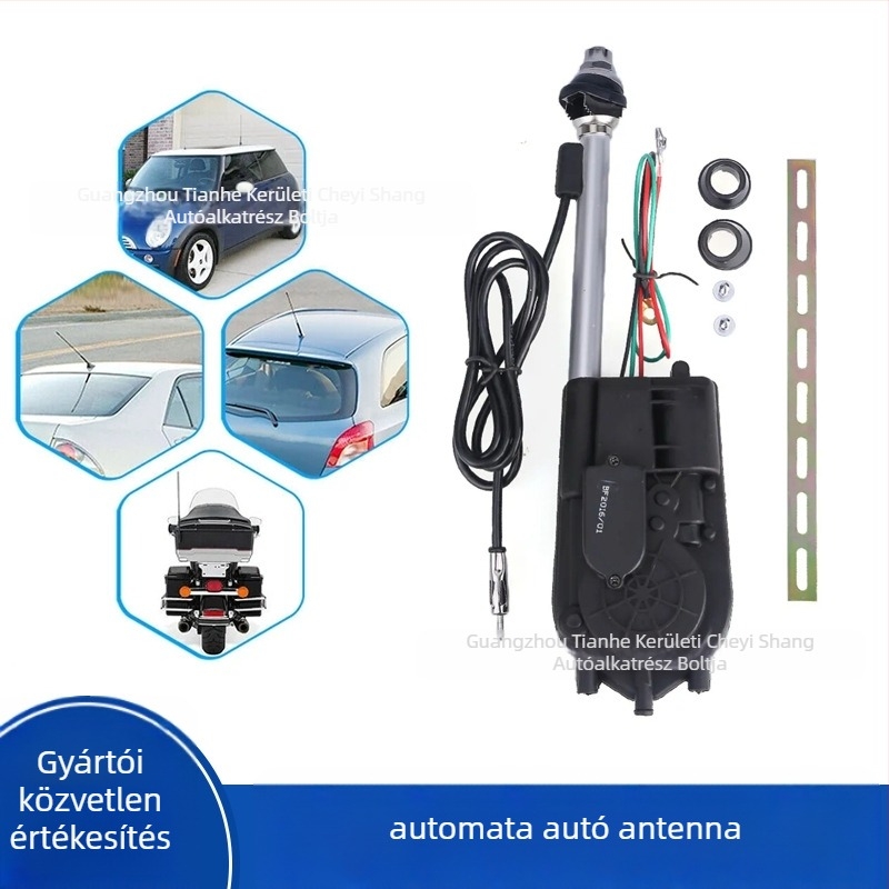 Gépjármű automata teleszkópos antenna távirányítós emeléssel, 12V, 0.1A, univerzális menetes szerelés, élettartam 1 000 000 óra