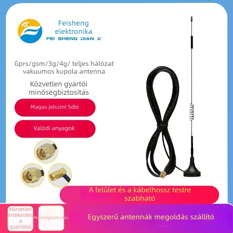 4G autó antenna teljes tartományú, vákuumos rögzítésű, külső vezeték nélküli modulhoz, 3 dBi jelerősség, SWR ≤1.5, 50 Ω