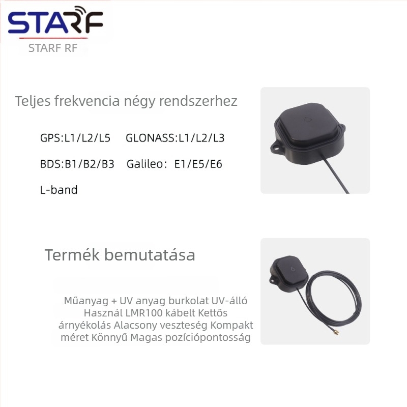 Járműre szerelt GNSS külső teljes frekvenciás antenna, többkonstellációs, SMA férfi csatlakozó