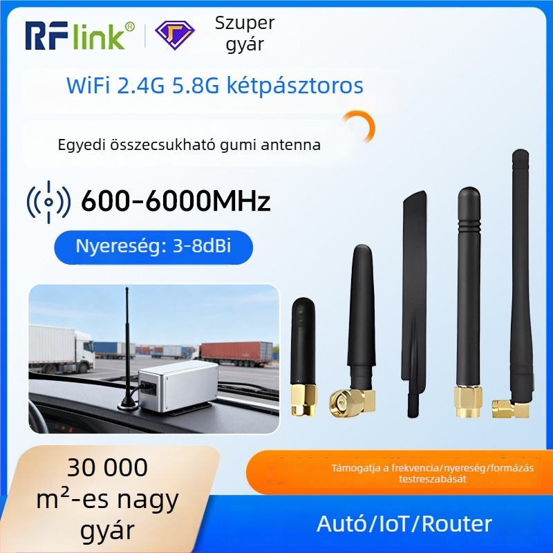 Autóba szerelt Wi-Fi antenna, 2.4 GHz, összecsukható, magas nyereségű, omnidirekcionális, vízálló