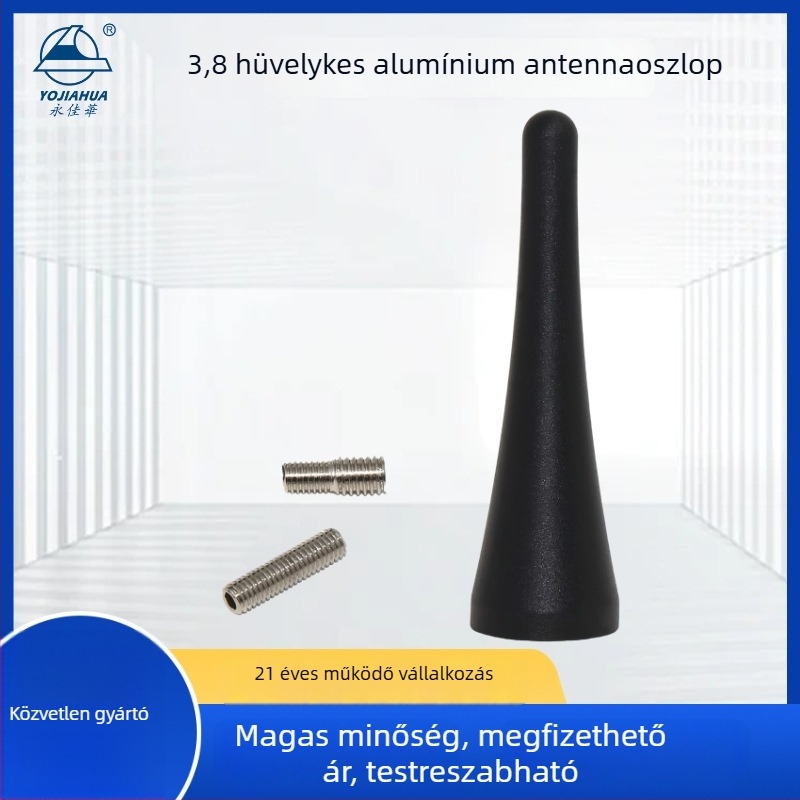 Alumínium autóipari antistatizált FM antenna, menetes illesztés - 12V működés, 0,06A áram, általános használat