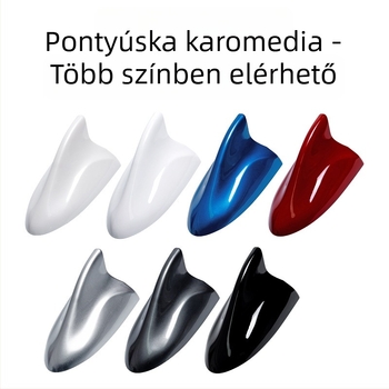 Autóban használható rádióantenna cápa farok dizájnnal a tetőre szerelve, ragasztóval történő felszerelés, 12V DC, 3 év élettartam, általános kompatibilitás