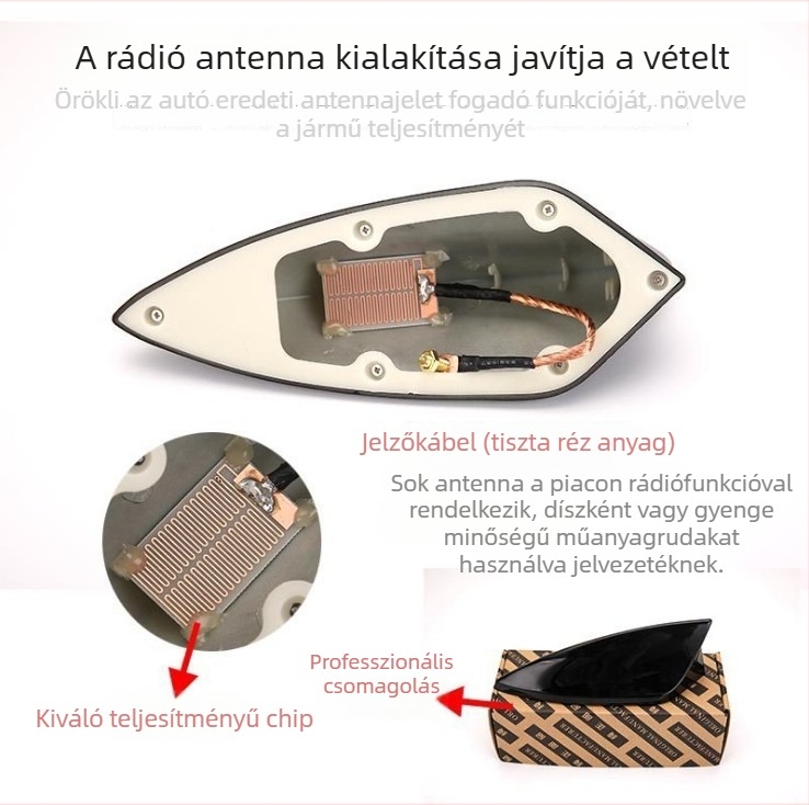 Autó rádió antenna cápauszony formájú, tetőre ragasztott telepítéssel, univerzális