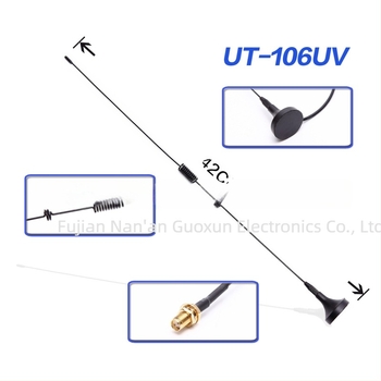 UT-106UV kettős fokozatú autóantenna Baofeng BF-UV5R / UV82 számára, frekvenciatartomány 134–174/400–470 MHz, modell UT-106UV