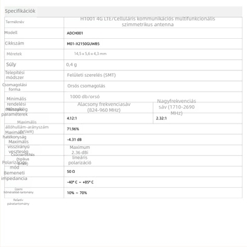 4G patch antenna integrált SMT magas nyereséggel, IoT eszközöknek, járműhasználatra, NB-IoT dedikált antenna