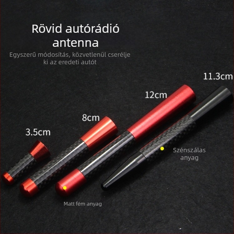 Univerzális menetes autórádió antenna, szénszálas és fém konstrukcióval, teleszkópos, 3,5/8/12 cm