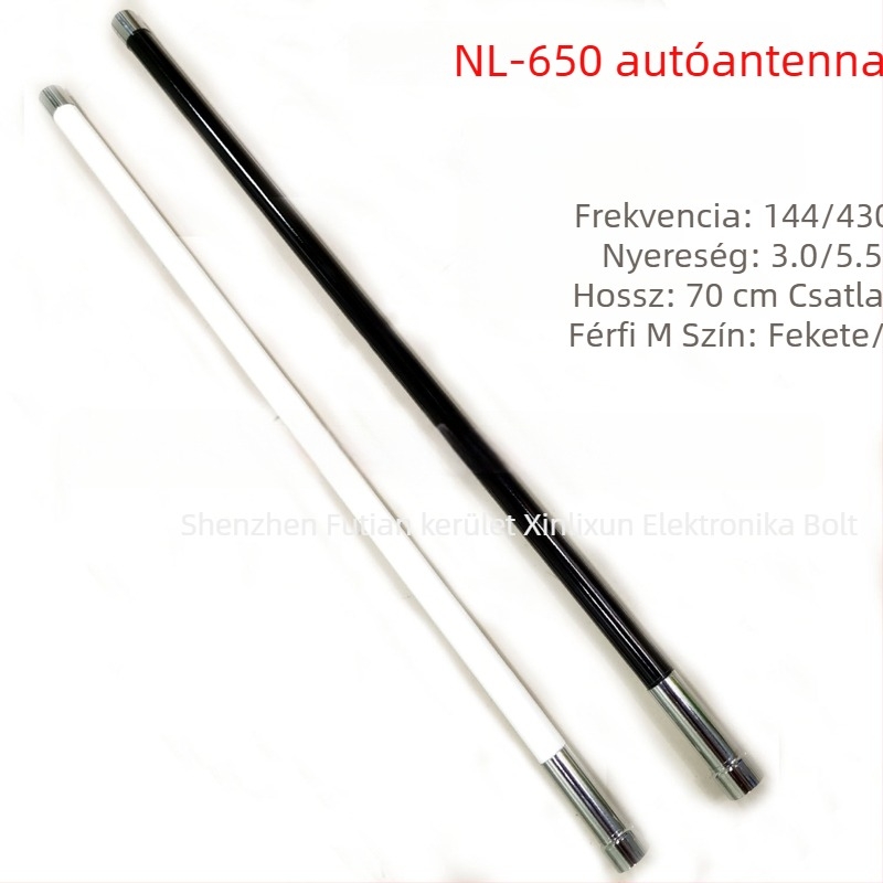 NL650 járműre szerelhető antenna, FRP rúd két részes nyereséggel, 144/430 MHz, 50 Ω