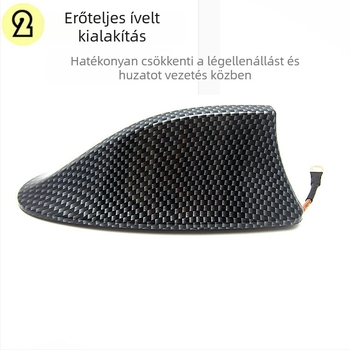 Autó rádióantenna szénszálas mintával és cápa farok alakú, ragasztóval történő felhelyezés, univerzális kompatibilitás