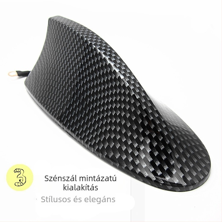 Autó rádióantenna szénszálas mintával és cápa farok alakú, ragasztóval történő felhelyezés, univerzális kompatibilitás