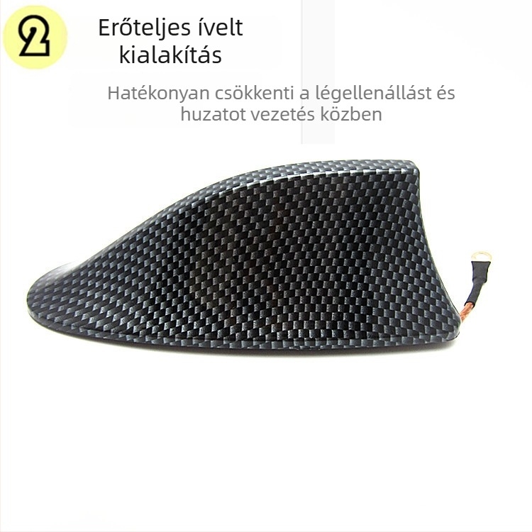 Autó rádióantenna szénszálas mintával és cápa farok alakú, ragasztóval történő felhelyezés, univerzális kompatibilitás