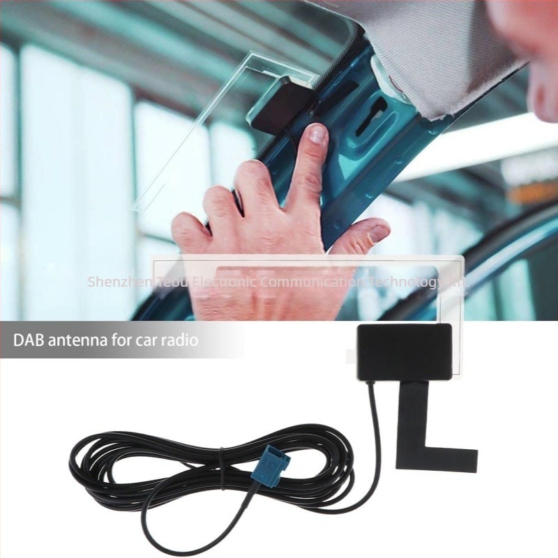 DAB autórádió antenna üvegre szerelhető, univerzális kompatibilitás, 5–12V-os működés, 75Ω kimenő impedancia, Band III 15dB±3dB, L‑Band 18dB±3dB